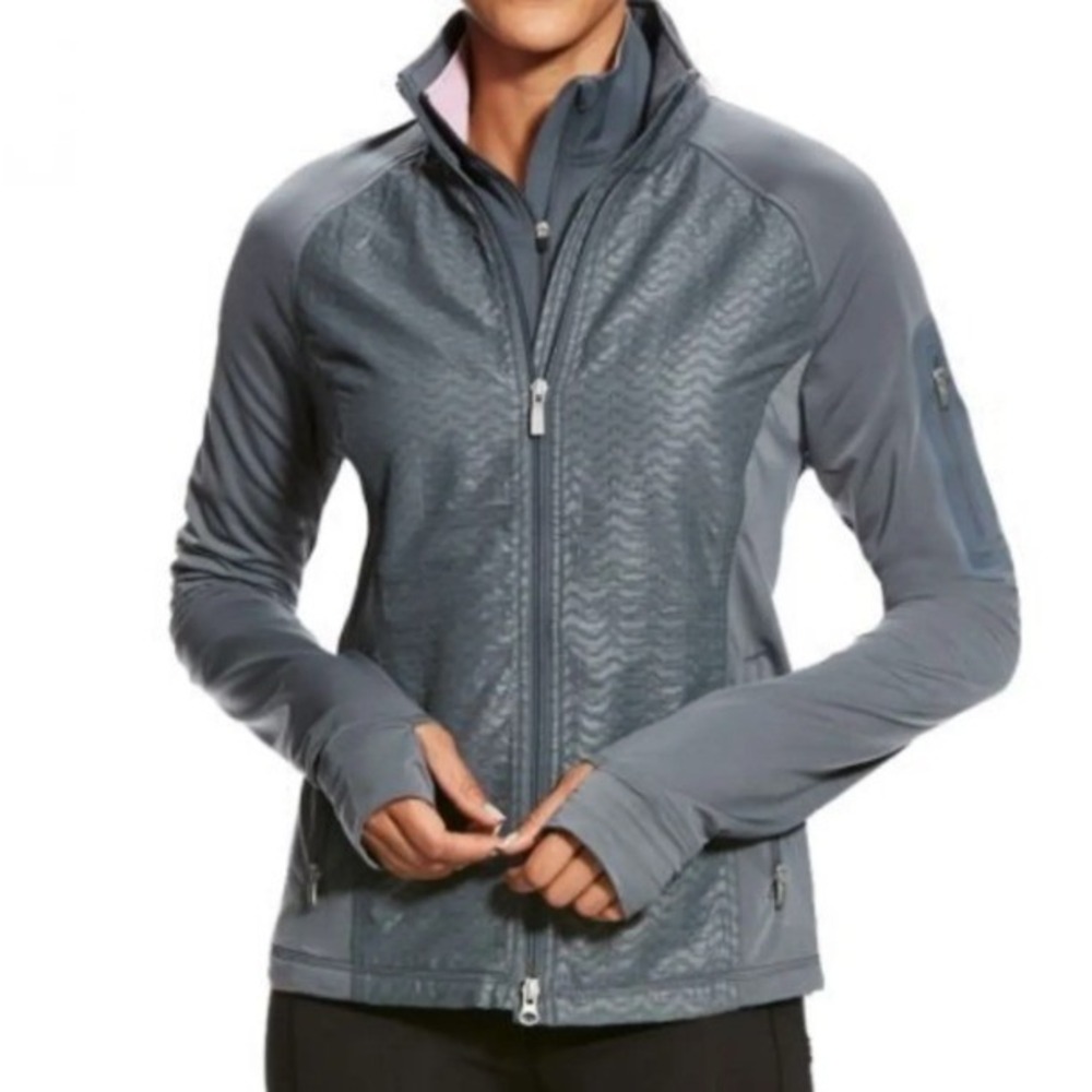 Ariat Epic Jacket Weathered Slate L Gray Full Zip AriatTEK Performance Thumbhole